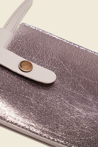 Pochette de téléphone gris argent femme