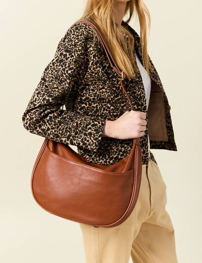 Sac demi-lune marron femme