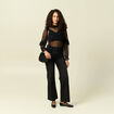 Blouse transparente manches longues noir femme