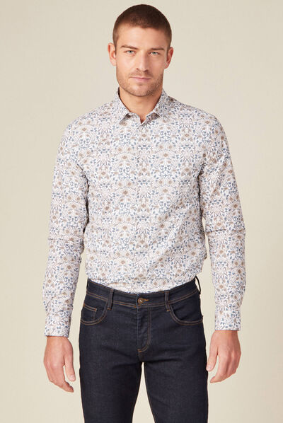 Chemise à manches longues blanc homme