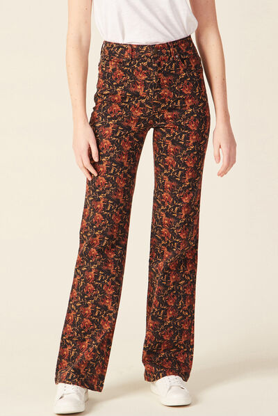 Pantalon bootcut taille haute noir femme