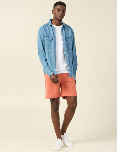Short droit taille à coulisse rose homme