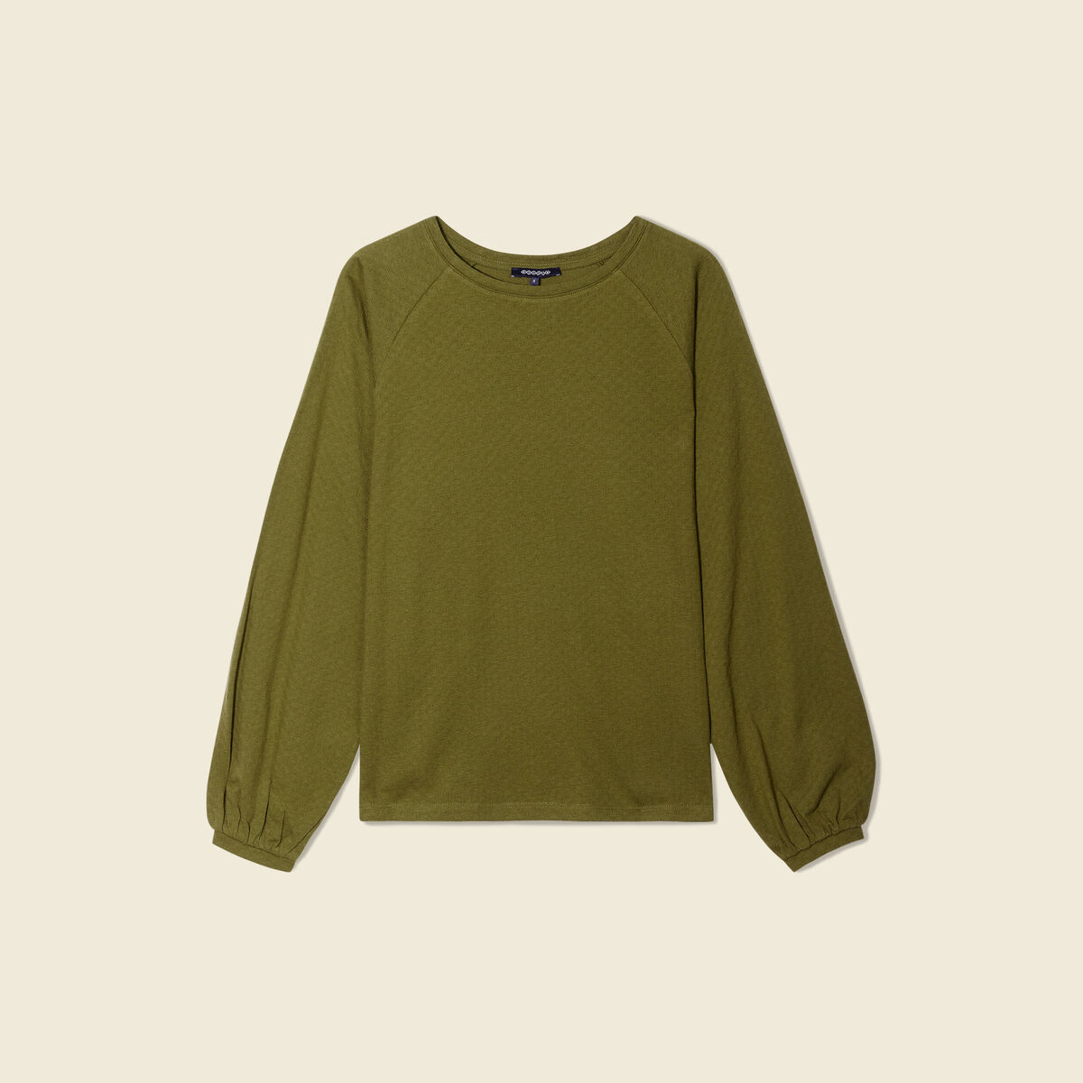 T-shirt manches longues vert kaki femme