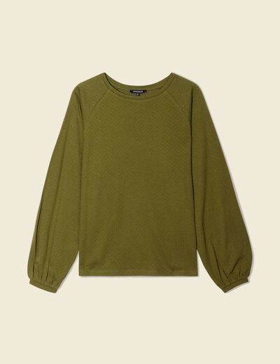 T-shirt manches longues vert kaki femme