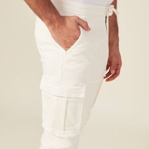 pantalon battle bas resserre ecru homme Pantalon battle bas resserré ecru homme
