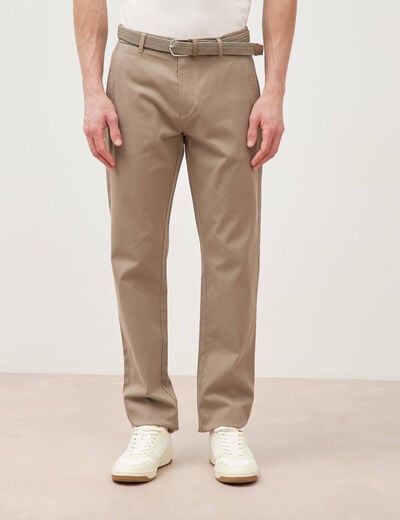 Pantalon straight longueur 32 ceinture taupe homme