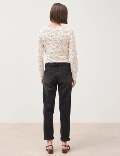 Jeans droit 7/8&egrave;me taille standard denim noir femme