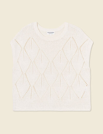 Pull ajouré éco-responsable beige femme