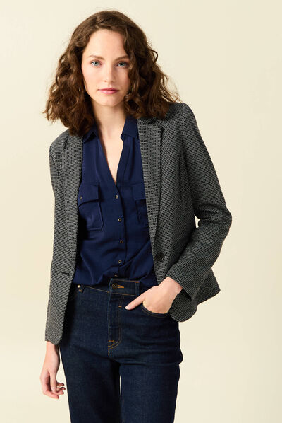 Veste blazer droite noir femme