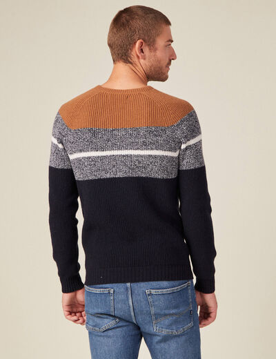 Pull manches longues fabriqué en France marron homme