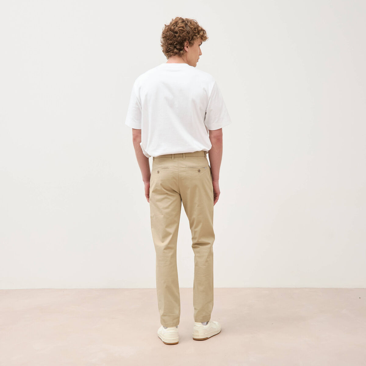 Pantalon chino slim beige homme