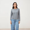 Pull droit col rond manches longues gris clair femme
