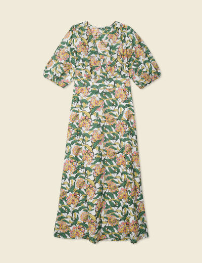 Robe longue évasée blanc femme