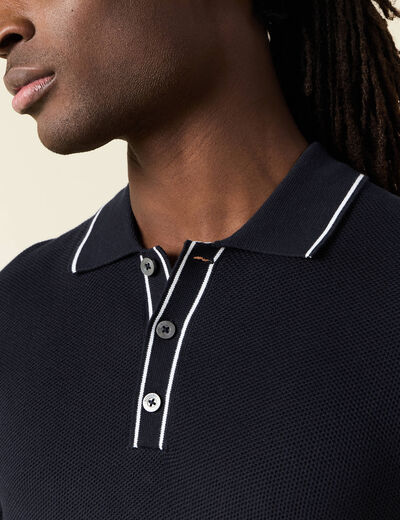 Polo manches courtes bleu marine homme