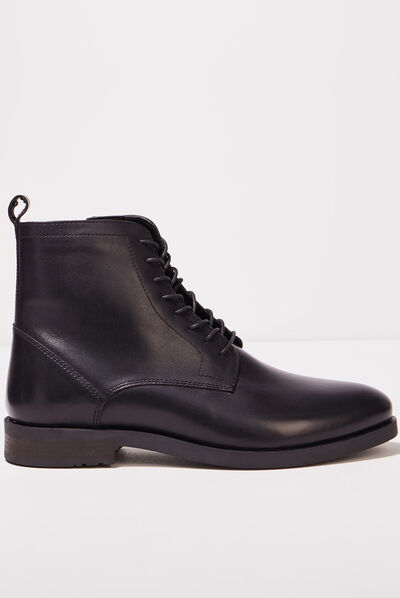 Bottines plates zippées noir homme