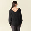 Pull manches longues ajour&eacute; noir femme