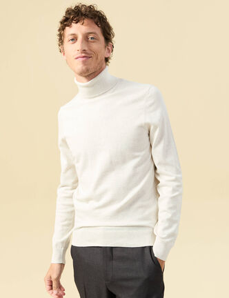 Pull droit court manches longues ecru homme