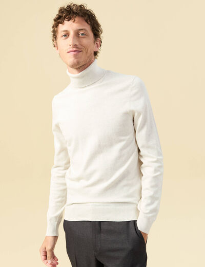 Pull droit court manches longues ecru homme