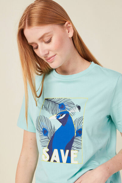 T-shirt manches courtes bleu clair femme