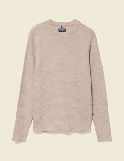 Pull droit manches longues sable homme