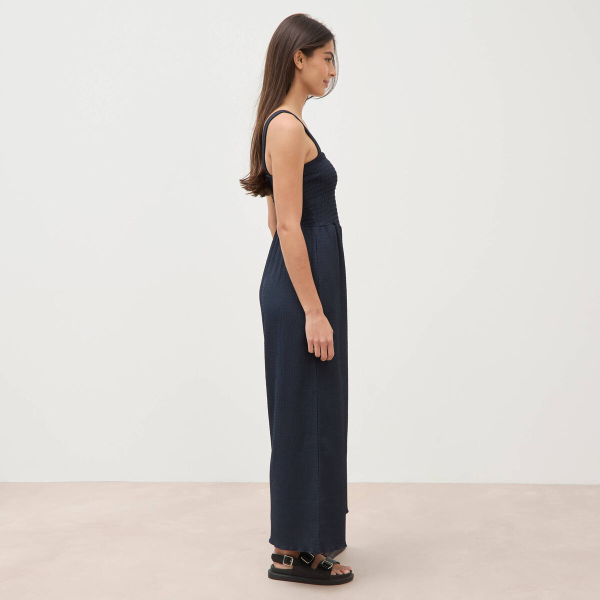 Combinaison salopette fines bretelles bleu marine femme