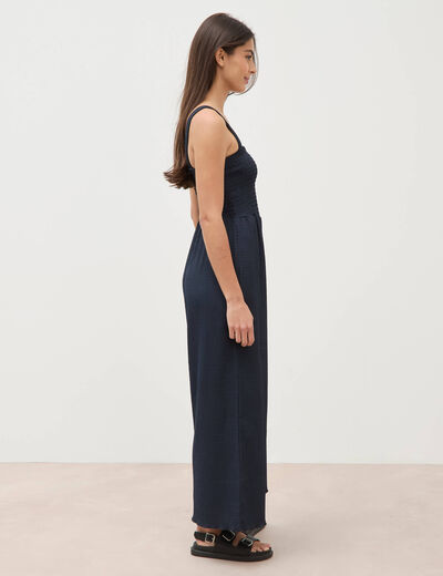 Combinaison salopette fines bretelles bleu marine femme