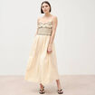 Robe col v &agrave; bretelles en coton creme femme