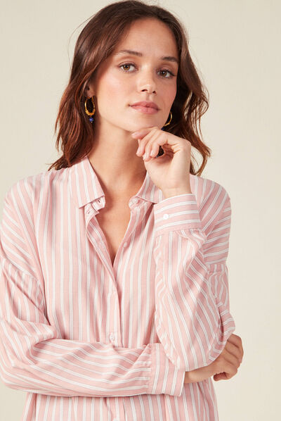 Chemise manches longues rouge clair femme