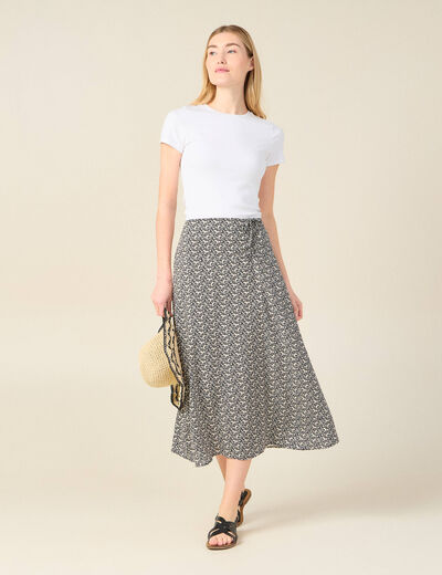 Jupe longue portefeuille noir femme