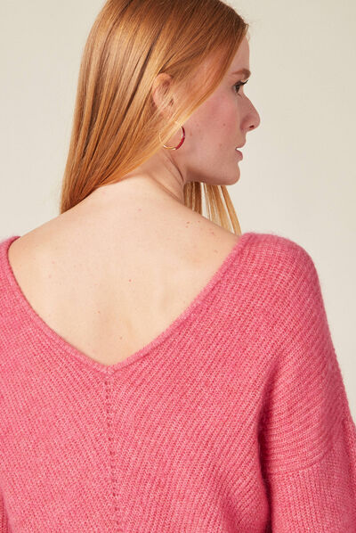 Pull manches longues 2-en-1 terracotta femme