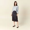 Jupe midi droite satin gris foncé femme