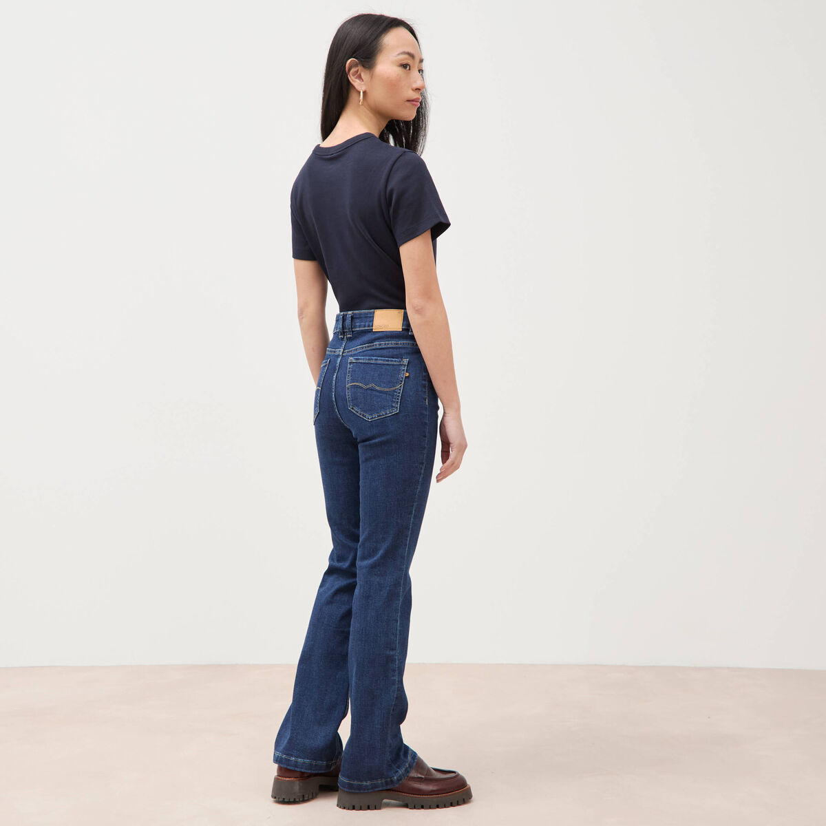 Jeans bootcut denim brut femme