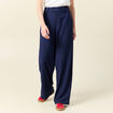 Pantalon city large à pinces bleu marine femme