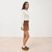 Chemise en coton avec dentelle ecru femme