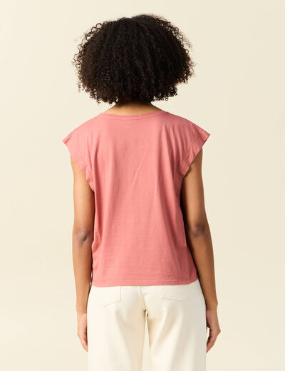 T-shirt manches courtes rouge foncé femme