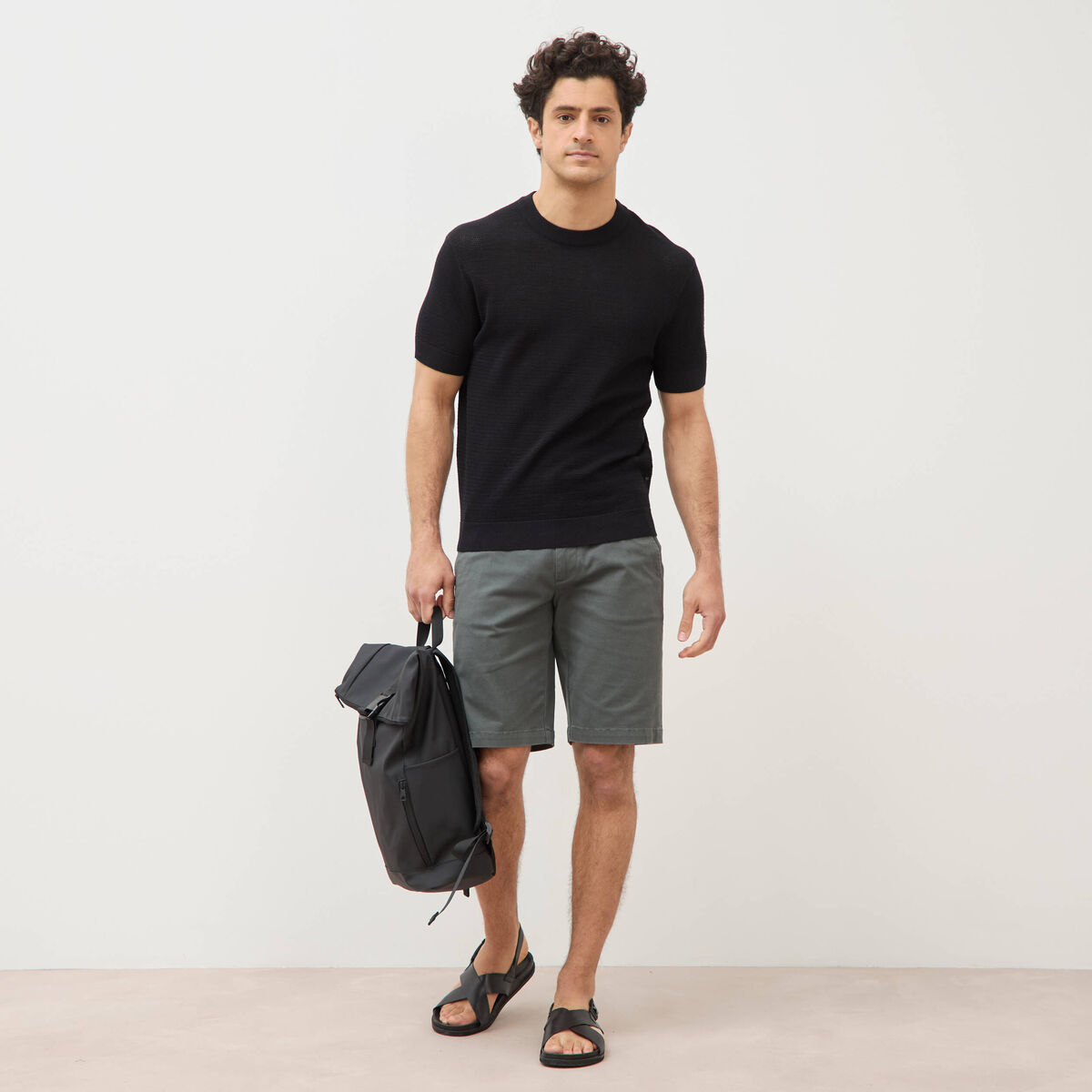 T-shirt en coton manches courtes noir homme