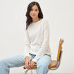 Pull ajour&eacute; col rond manches longues ecru femme