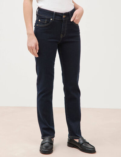 Jeans regular 7/8&egrave;me taille standard denim brut rinse femme