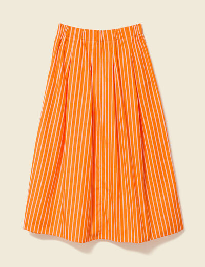 Jupe taille haute en coton orange femme