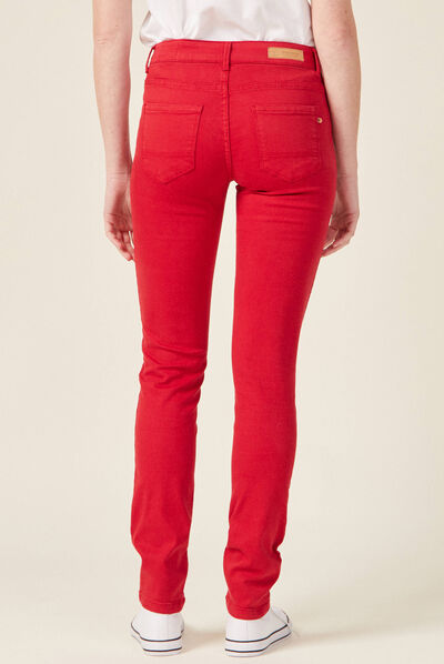 Pantalon slim rouge foncé femme