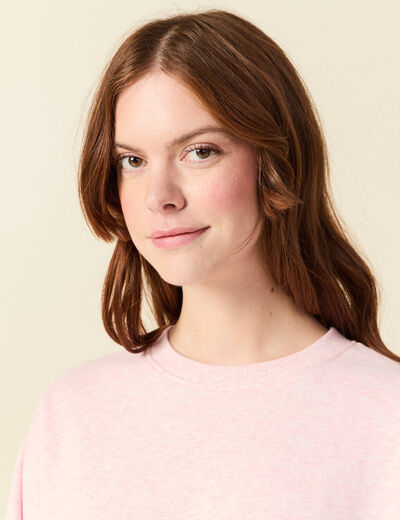Sweat droit manches longues rose clair femme