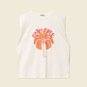 T-shirt sans manches ivoire femme