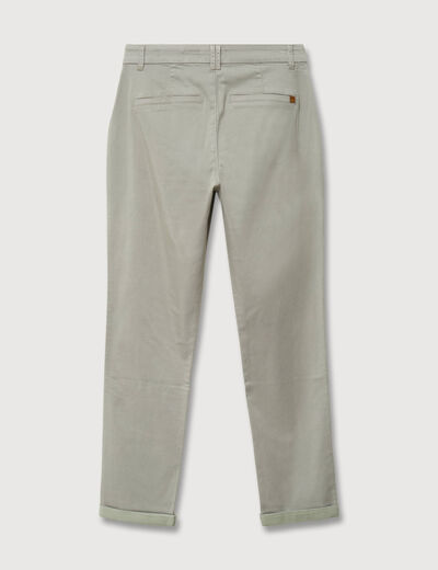 Chino cigarette 7/8&egrave;me taille haute vert kaki femme