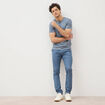 Pantalon chino slim bleu fonc&eacute; homme