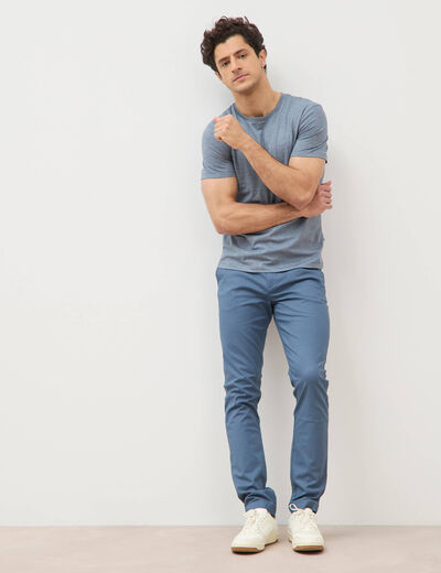 Pantalon chino slim bleu fonc&eacute; homme