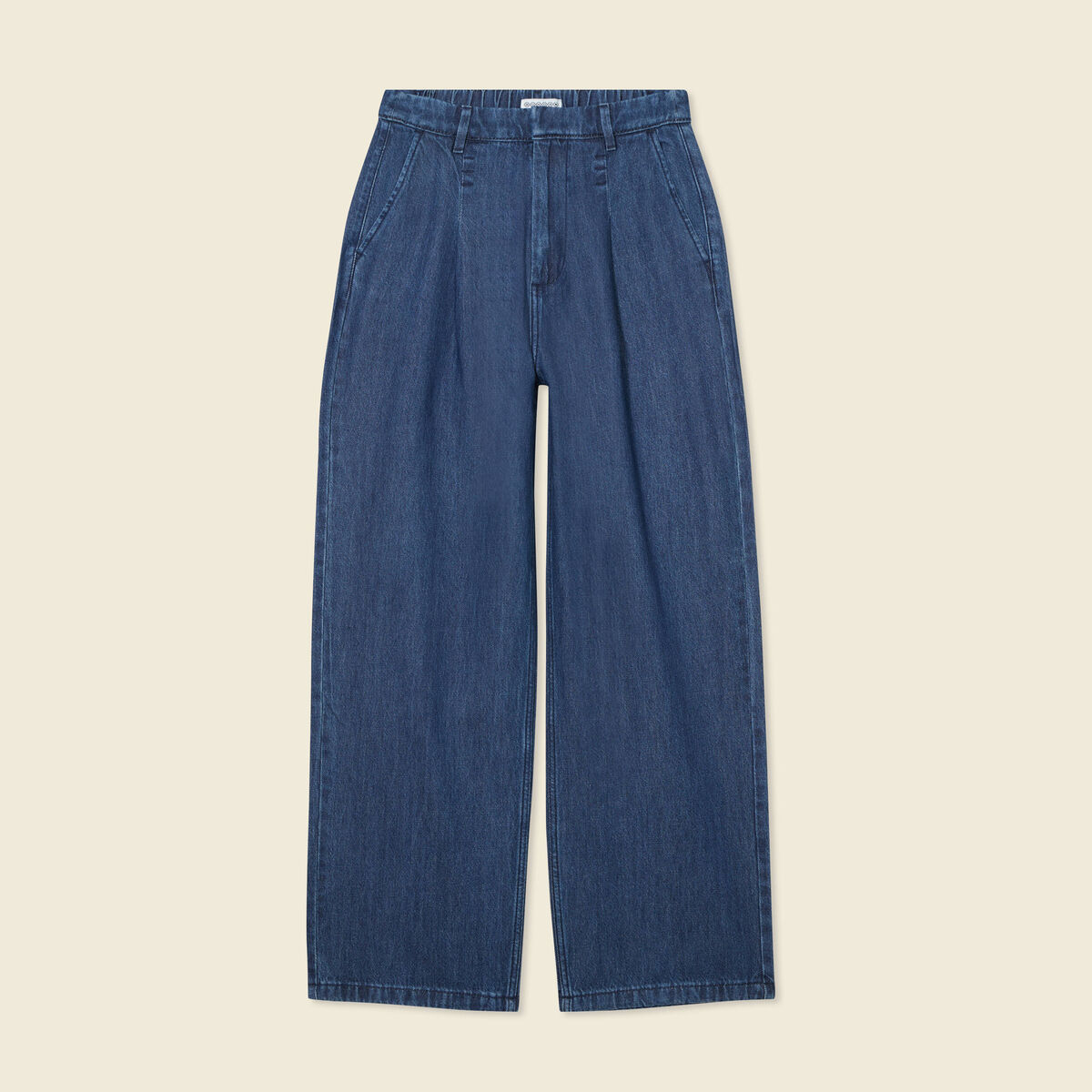 Jeans large &agrave; pinces denim brut femme