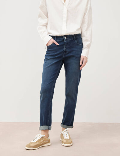 Jeans girlfriend taille haute denim dirty femme