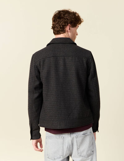Veste oversize courte col classique gris fonc&eacute; homme
