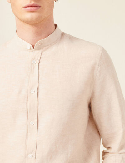 Chemise manches longues beige homme