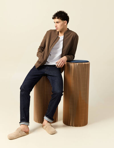 Blouson teddy éco-responsable marron homme